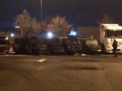Die Bundeswehrfahrzeuge nach dem Brand. Foto: L-IZ.de