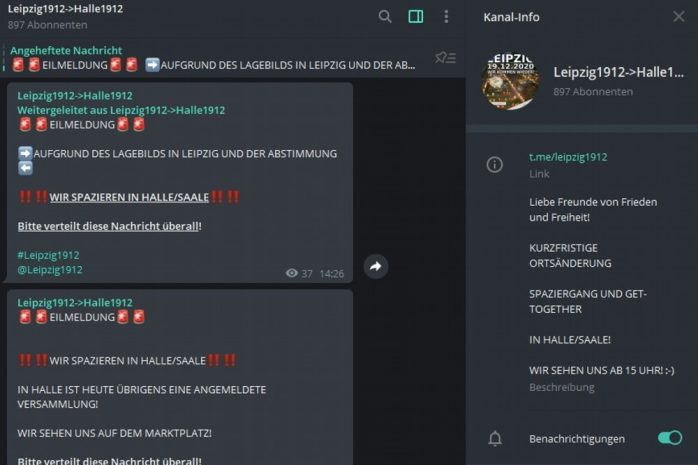 Auf nach Halle! Ob das nun stimmt - man weiß es nicht. Screen Telegram