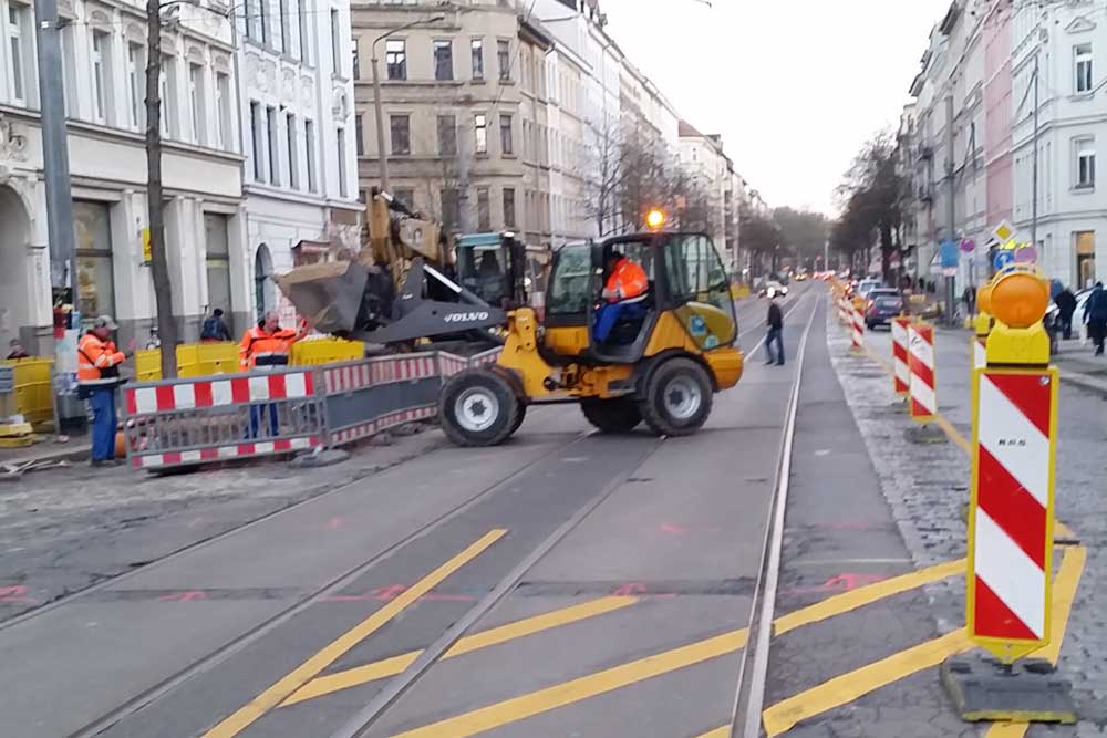 Gleisbauarbeiten - hier 2015 in der Könneritzstraße. Foto: Marko Hofmann