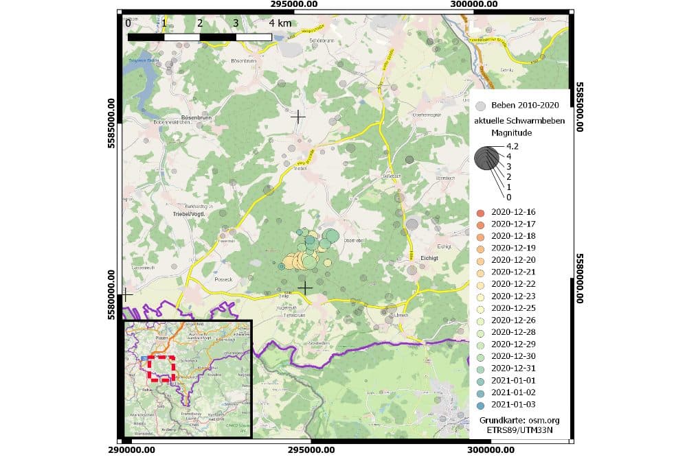 Erdbebenherd Triebel © LfULG / Seismologie