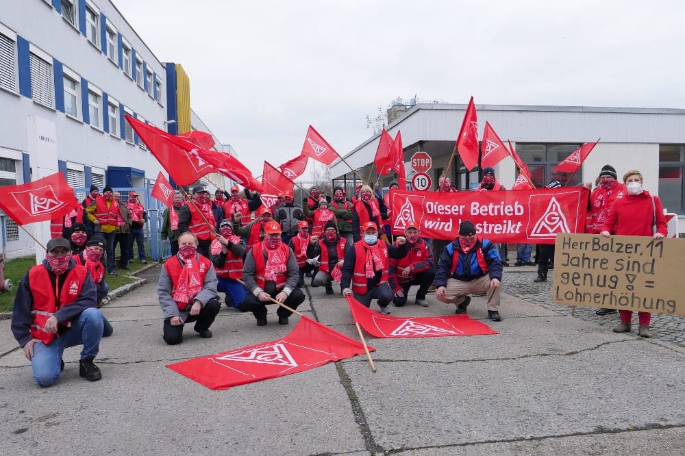 Warnstreik Kabelwerk Meissen. Quelle: IG Metall Riesa