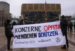 Kundgebung des Bündisses für Solidarität auf dem Leipziger Augustusplatz am 23.01.2021. Foto: Martin Schöler