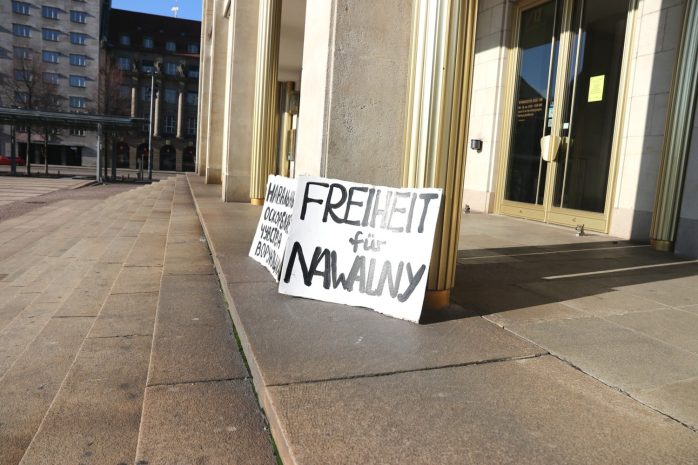 Kernforderung - neben der Freilassung anderer "politischer Gefangener" in Russland: Freiheit für Nawalny in Leipzig. Foto: Michael Freitag