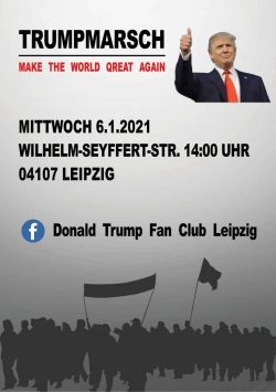 So ein Bastelbild ist schnell gemacht. Aufruf zum Trumpmarsch in Leipzig mit "Q-Anon"-Anleihe. Quelle: Telegram/ Bewegung Leipzig