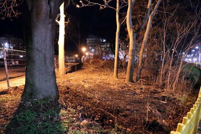 Am Wilhelm-Leuschner/Höhe Rossplatz in der Nacht zum 21. Januar 2021. Foto: LZ