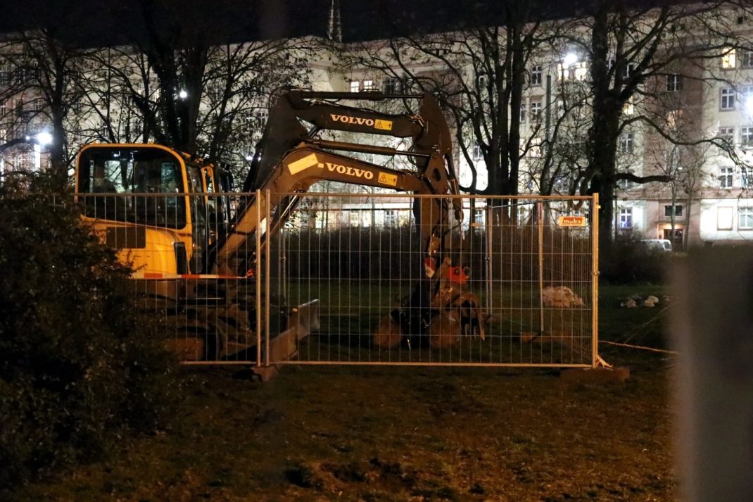 Am Wilhelm-Leuschner/Höhe Rossplatz in der Nacht zum 21. Januar 2021. Foto: LZ