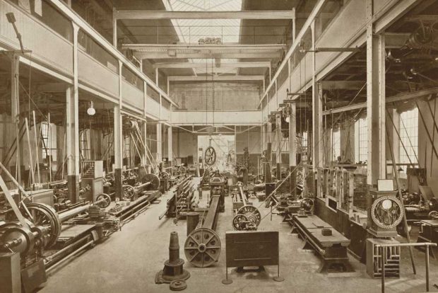 WerkStatt Leipzig: Dreherei für Wellen der Bleichert-Werke. Foto: Stadtgeschichtliches Museum Leipzig