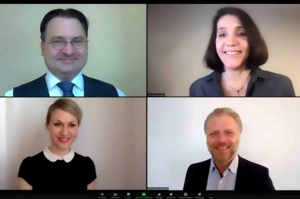 Oben links im Bild Tobias Wolff, neben ihm Dr. Cornelia Preissinger, darunter Marlene Hahn und Christoph Gedschold. © Oper Leipzig