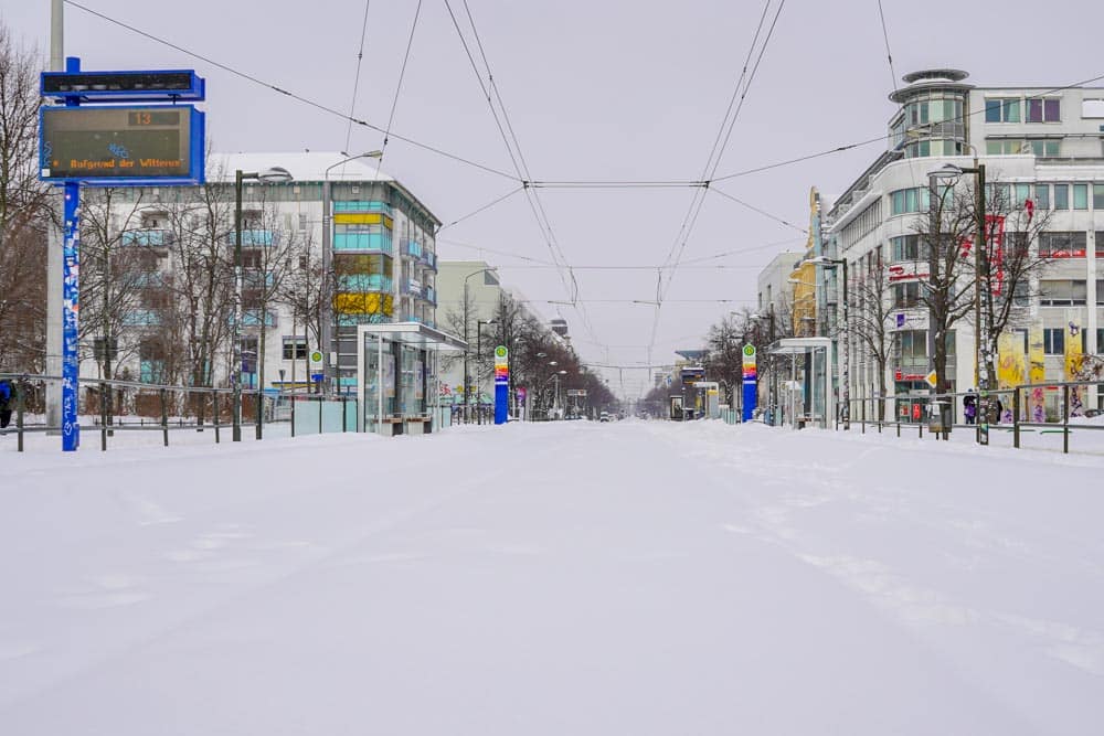 Winterchaos in Leipzig-Connewitz. Foto: Martin Schöler