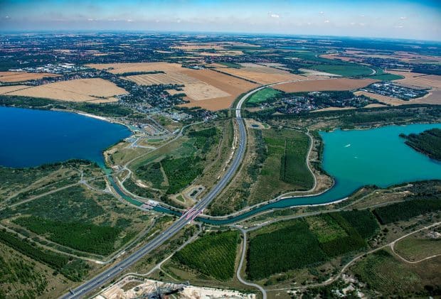 Störmthaler Kanal mit angrenzenden Seen 2019 (Quelle: LMBV)