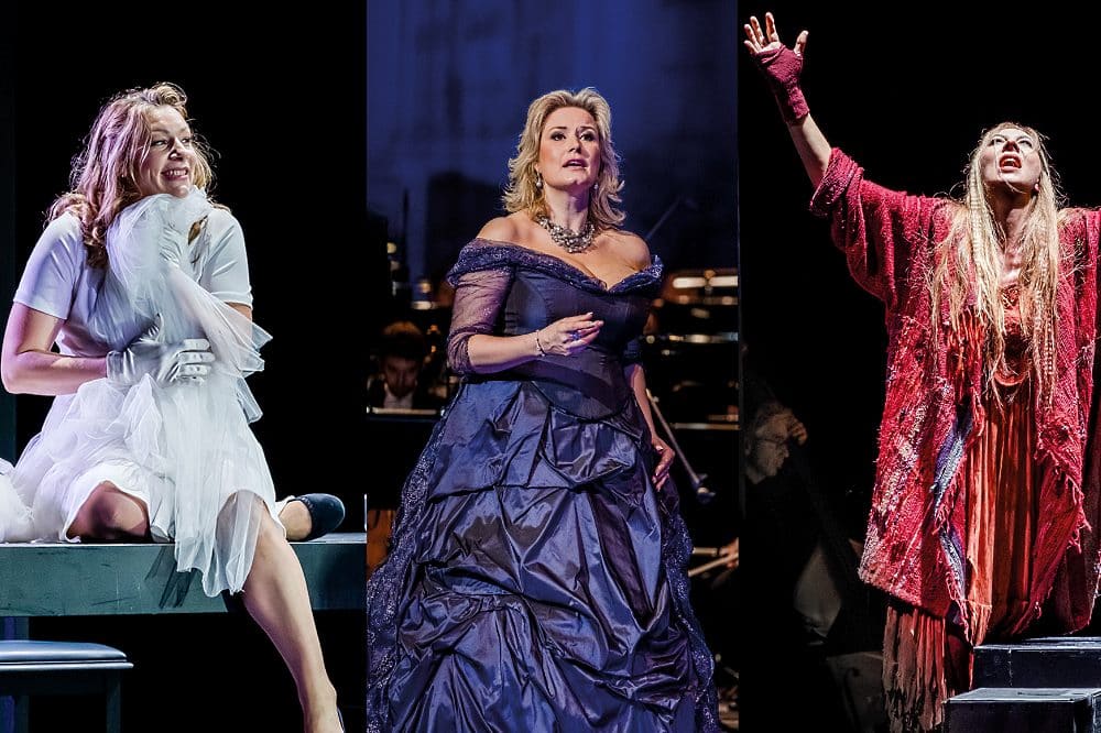 vlnr: Jennifer Holloway als Elsa in „Lohengrin“, Camilla Nylund als die Gräfin in „Capriccio“, Marina Prudenskaya als Azucena in „Il trovatore“. © Oper Leipzig