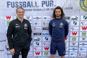 Cheftrainer Almedin Civa und Zak Paulo Piplica. Quelle: 1. FC Lokomotive Leipzig