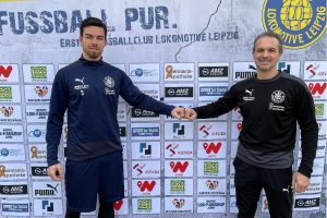 Mike Eglseder und Cheftrainer Almedin Civa. Quelle: 1. FC Lokomotive Leipzig