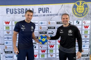 David Urban und Sportdirektor und Trainer Almedin Civa. Foto: 1. FC Lokomotive Leipzig