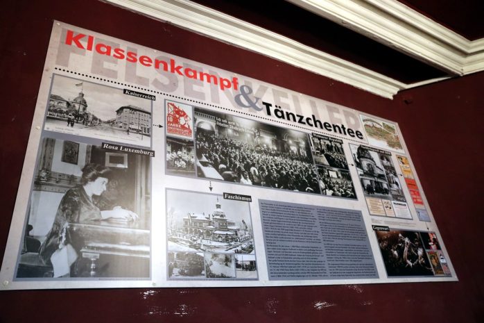 Rosa Luxemburg und die Geschichte des Hauses im Eingangsbereich. Foto: LZ