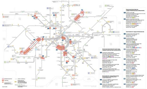 Die LVB-Baustellen 2021. Grafik: LVB