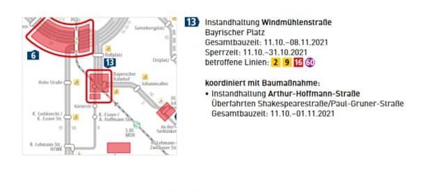 Die Reparaturmaßnahmen in der Windmühlenstraße. Grafik: LVB