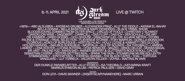 Das diesjährige Programm des Darkstream-Festival II, gestreamt aus der Moritzbastei. Bild: LineUp DS