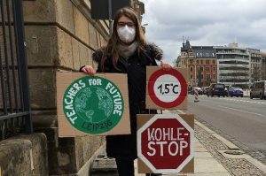 Charlotte Simonyi nahm mit den Teachers for Future am 19. März am globalen Klimastreik in Leipzig teil. Foto: Sabine Eicker