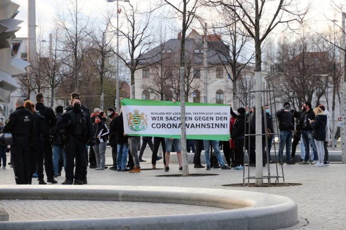 Protest gegen die Corona-Maßnahmen am 12.04.21. Foto LZ