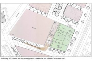 Skizze der Markthallenfläche im Bebauungsplan. Grafik: Stadt Leipzig