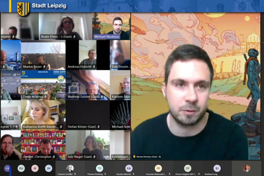 Michael Neuhaus bringt den Antrag zum Vogelschutz ein. Screenshot: L-IZ