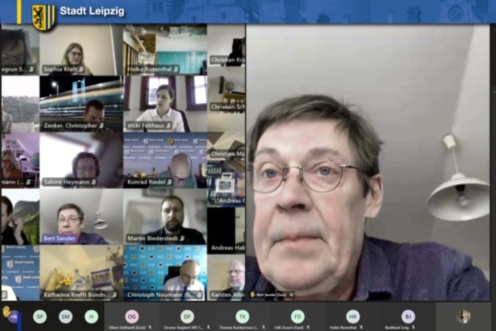 Bert Sander spricht zum Antrag für ein Jüdisches Museum in Leipzig. Foto: Screen Livestream