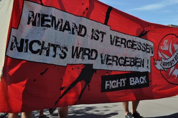 Die antifaschistische Fahrrad-Demo in Leipzig am 9. Mai. Foto: Antonia Weber