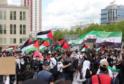Die pro-Palästina-Demo ab etwa 14:30 Uhr. Foto: LZ