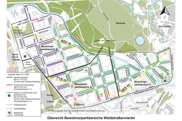 Die neuen Parkzonen im Waldstraßenviertel. Grafik: Stadt Leipzig
