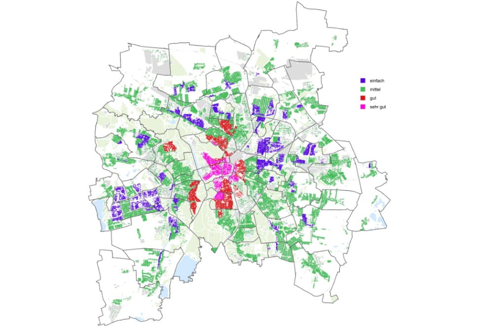 Unterschiedliche Wohnlagen in Leipzig. Karte: Stadt Leipzig, Mietspiegel 2020