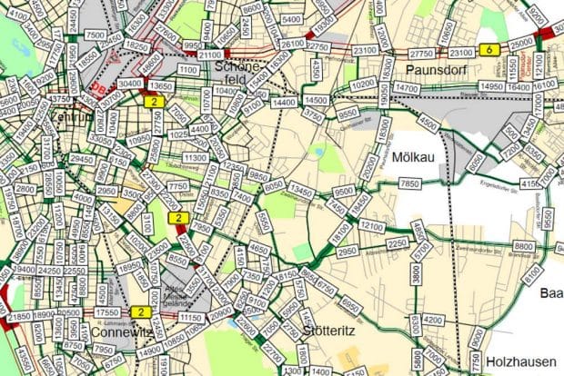 Verkehrszählungen rund um Mölkau 2018 / 2019. Karte: Stadt Leipzig