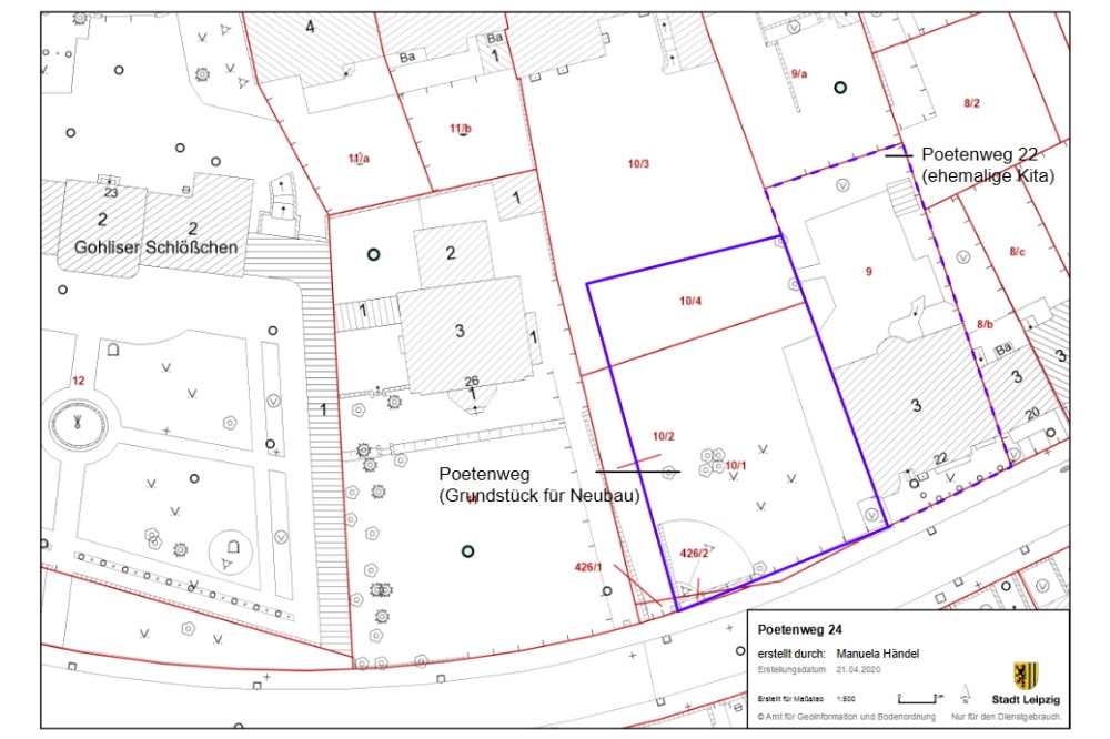 Lageplan für die neue Kita im Poetenweg 24. Karte: Stadt Leipzig