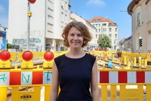Linken-Direktkandidatin bei der Bundestagswahl 2021 Nina Treu (Wahlkreis Leipzig-Nord)