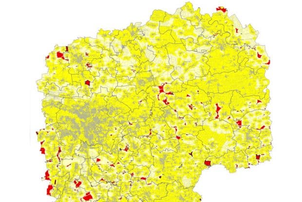 Die verbliebenen Vorranggebiete für Windkraftanlagen im Regionalplan Westsachsen. Karte: Regionaler Planungsverband Westsachsen