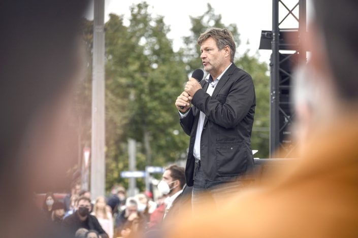 Robert Habeck auf dem Leuschnerplatz. Foto: Tim Wagner