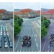Der Platzverbrauch von 60 Pkw-Insassen, 60 Fußgänger/-innen und 60 Radfahrer/-innen. Foto: Frank Lochau