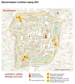 Übersichtsplan zum Lichtfest 2021. Grafik: Stadt Leipzig