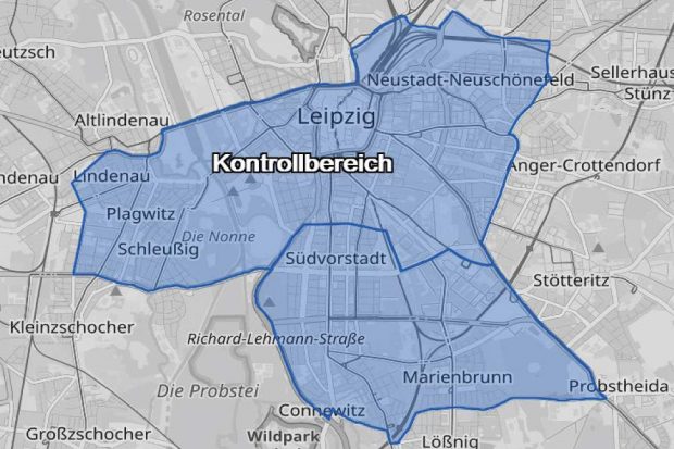 Der Kontrollbereich im Leipziger Stadtgebiet am 23. Oktober 2021. Foto: Polizeidirektion Leipzig 