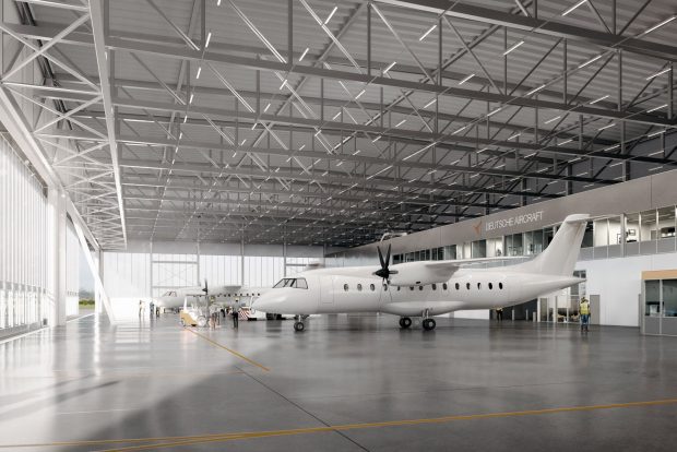 So soll der neue Hangar von innen aussehen. Grafik: Copyright Drees&Sommer SE