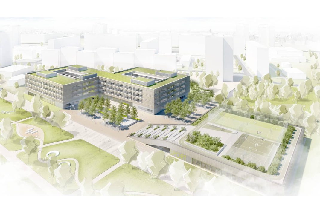 Der neue Schulcampus am Dösner Weg. Visualisierung: Wörner Traxler Richter Architekten