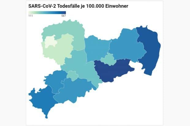SarsCov2-Todesfälle in Sachsen auf 100.000 Einwohner. Grafik: LZ, erstellt mit DataWrapper