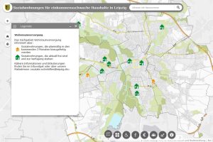 Die Online-Karte mit den verfügbaren Sozialwohnungen. Screenshot: LZ
