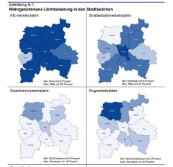Lärmbelastung nach Stadtbezirken 2020. Grafik: Stadt Leipzig, Bürgerumfrage 2020