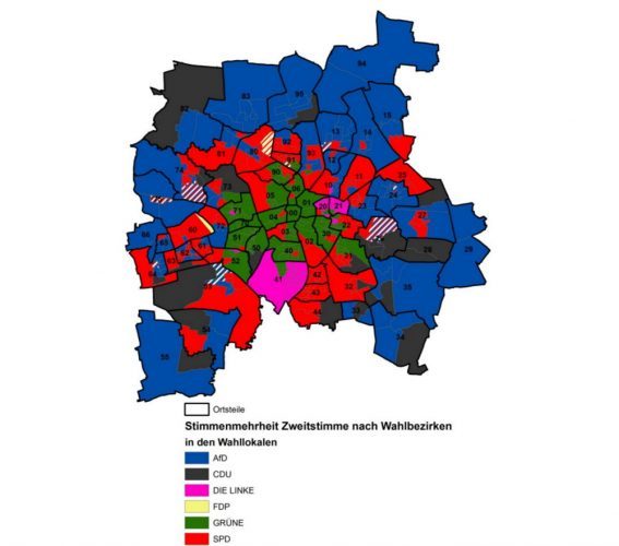 "Sieger" bei den Zweitstimmen bei der Bundestagswahl 2021 in Leipzig. Grafik: Stadt Leipzig, Amt für Statistik und Wahlen