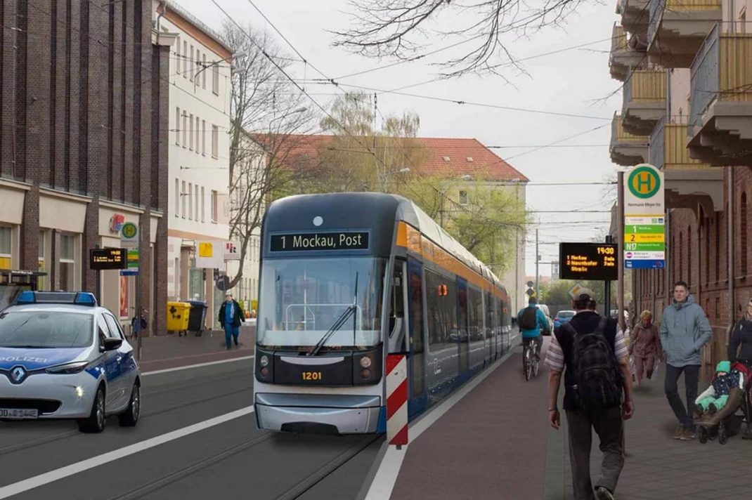So soll es in der Ratzelstraße einmal aussehen. Visualisierung: Leipziger Gruppe / LVB