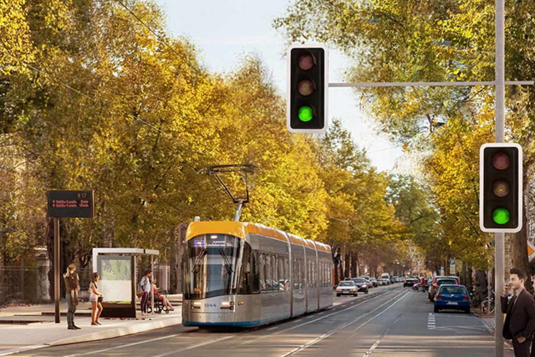 Die barrierefrei umgebaute Haltestelle Am Mückenschlösschen. Visualisierung: L-Gruppe