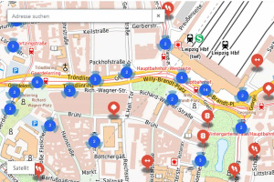 Hinweise zu Problemen für Fußgänger rund um den Hauptbahnhof. Karte: Stadt Leipzig