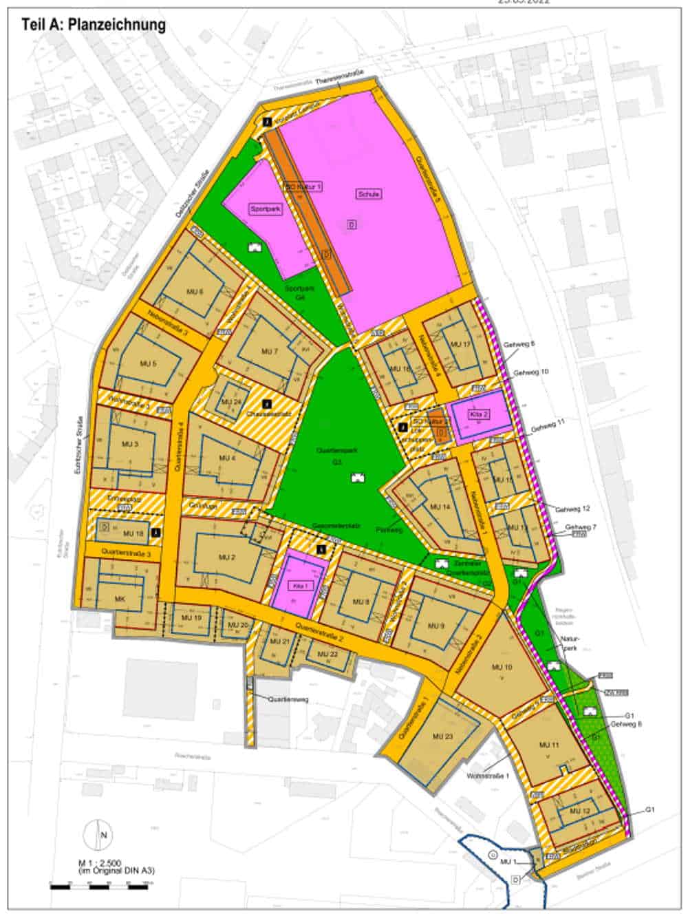 Die künftige Flächenaufteilung im Quartier 416. Karte: Stadt Leipzig