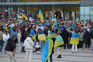 Demo in Solidarität mit der Ukraine.